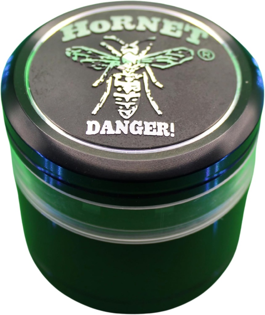[B0F45C8939] HORNET Grinder Métal “Danger!” – Broyeur d’Herbes 3 Parties avec Couvercle Aimanté – Compact et Robuste – Plusieurs Coloris (Noir) (Noir)