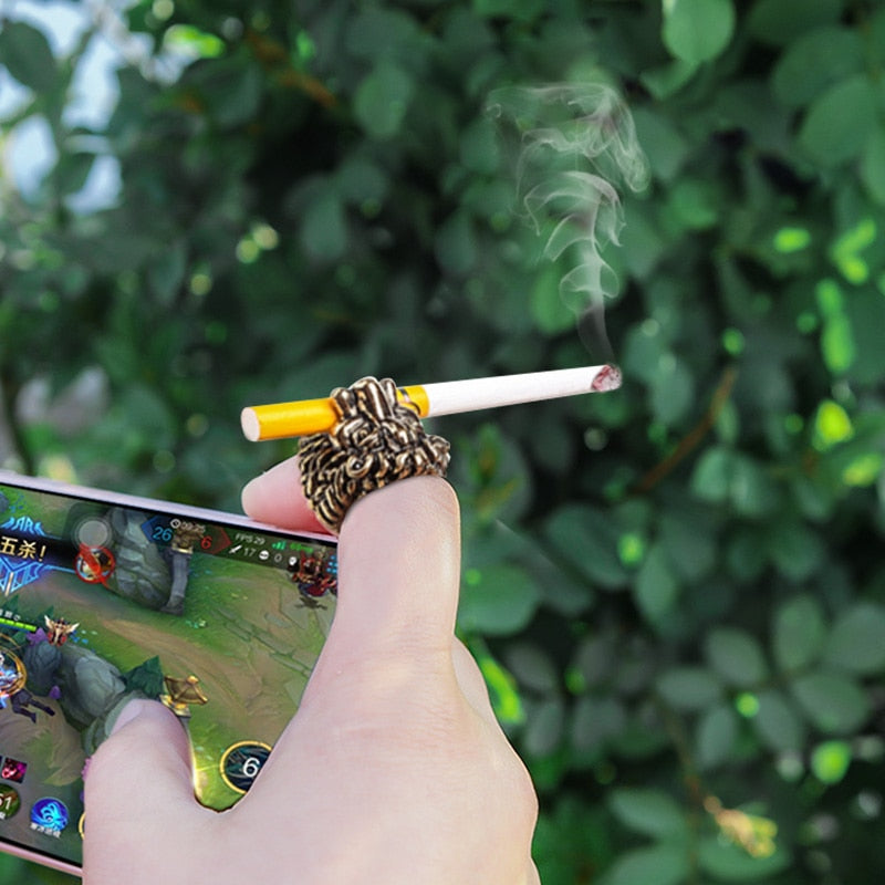 [1745480597155650] Modern Smoke Holder Ring Stand for Men's Pipe Accessories (Gold)