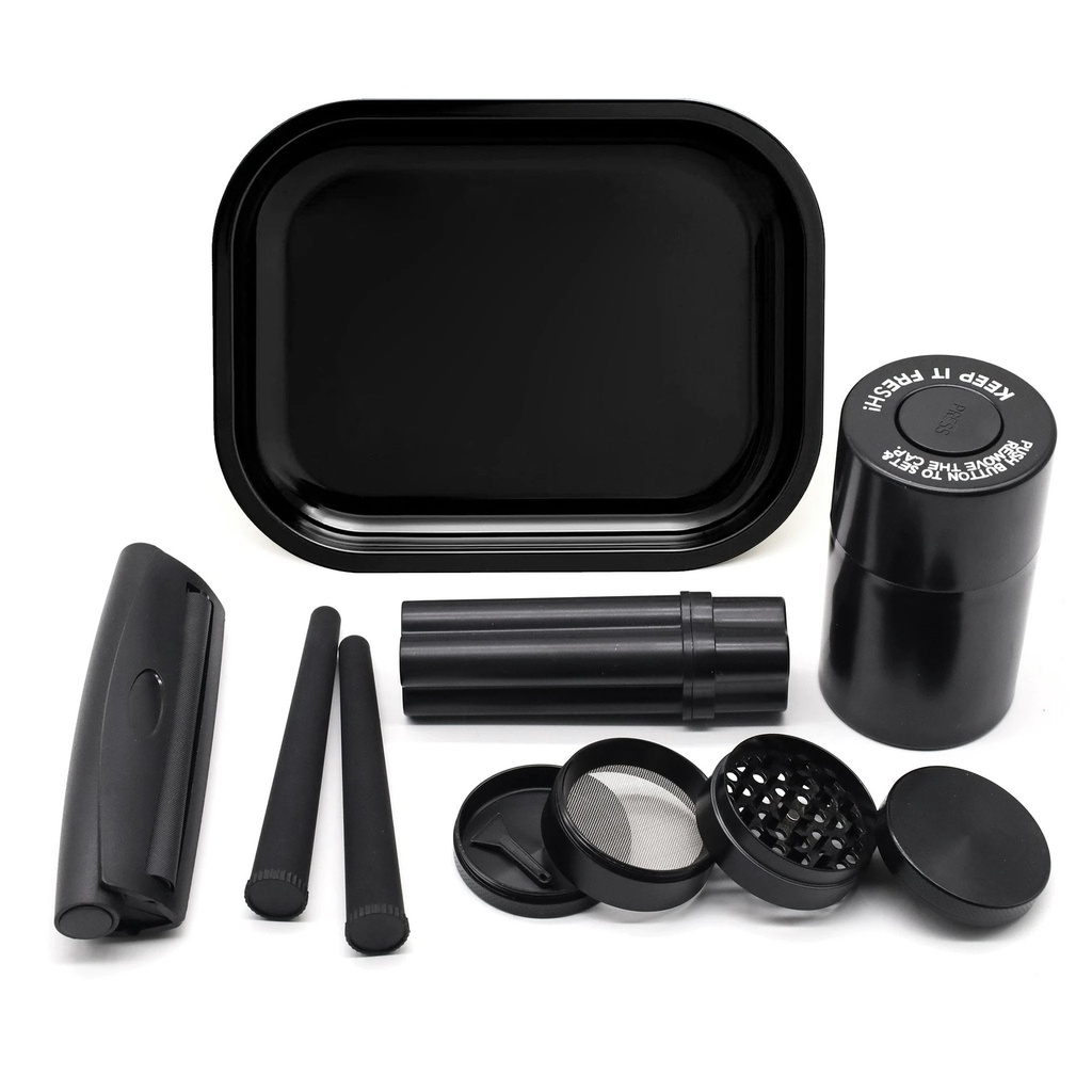 [17079] Set lifestyle noir 7 pièces avec grinder 50 mm – 7pcs