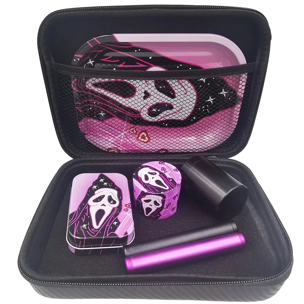 [14:496#Ghost Set] Moulin à épices en métal – Ghost 50 mm – Kit avec plateau 18x14 cm