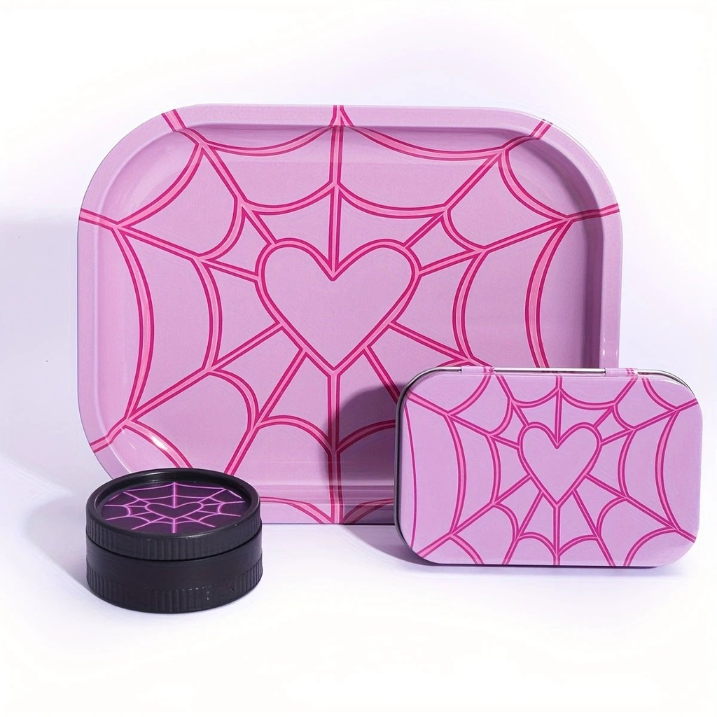 [52705810] Kit lifestyle 3 pièces avec étui et plateau aluminium (Love Spider Web)